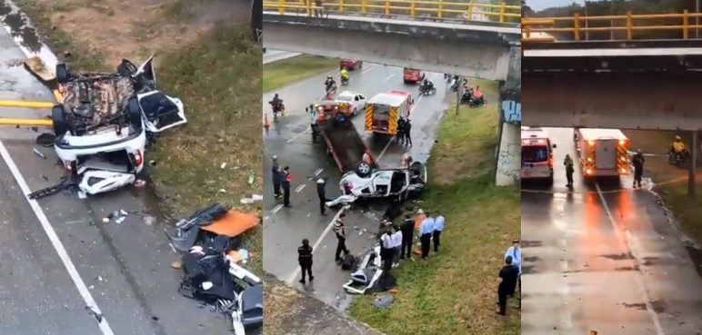 Video: Vehículo cayó de un puente en la recta Cali-Palmira y el conductor murió