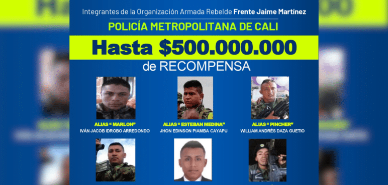 Publican cartel de los más buscados de Jamundí: Ofrecen hasta 500 millones por ellos