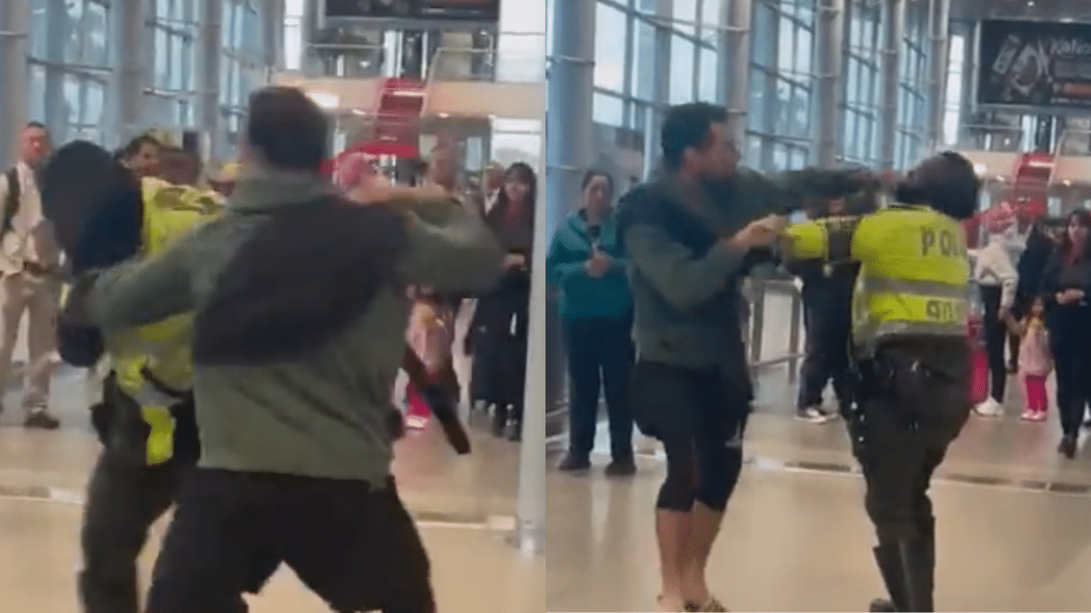 Video: Extranjero 'cogió a puños' a un Policía en aeropuerto