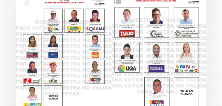 Estos son los tarjetones oficiales para las elecciones de la Alcaldía y Gobernación