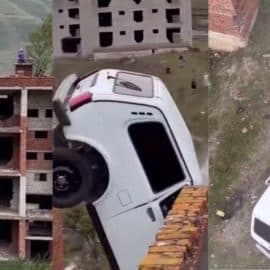 Un conductor sobrevivió luego de caer al vacío desde el cuarto piso de un edificio
