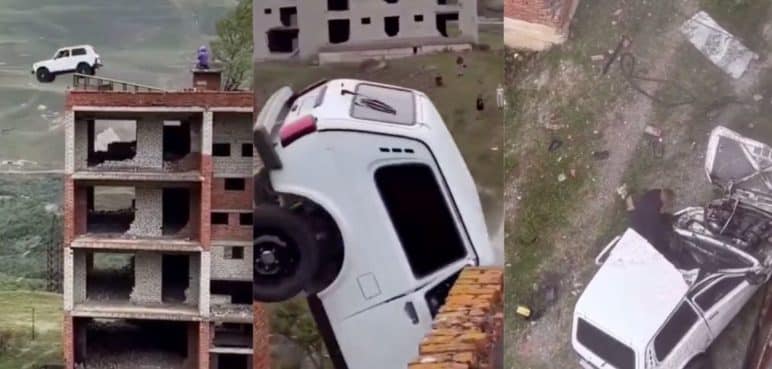 Un conductor sobrevivió luego de caer al vacío desde el cuarto piso de un edificio