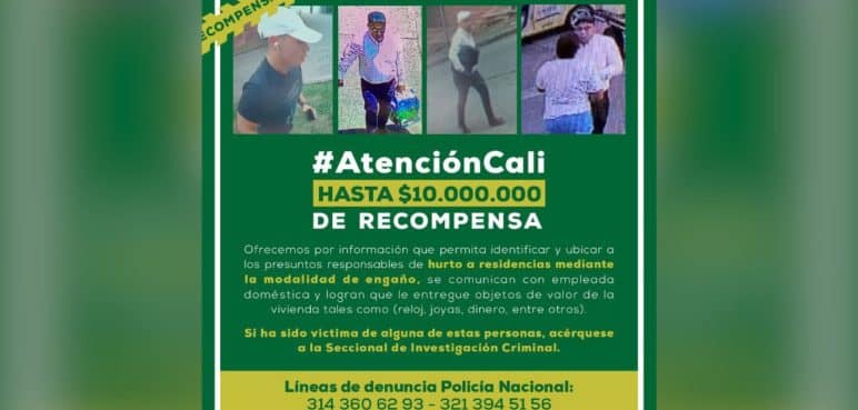 Ofrecen millonaria recompensa por responsables de hurtos a viviendas en Cali