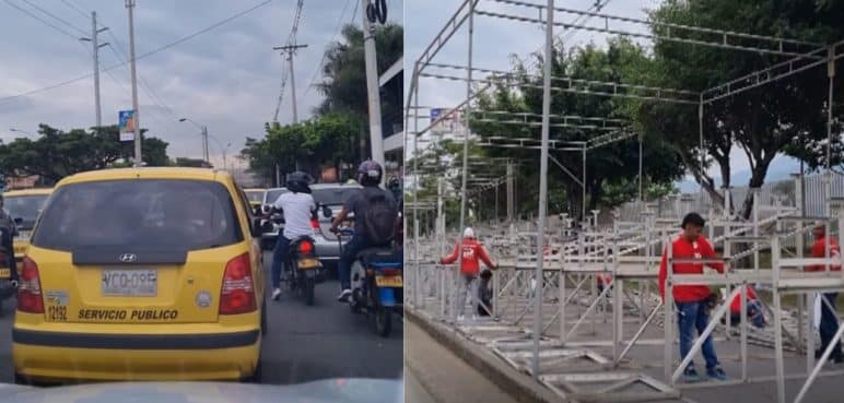 Trancón monumental: Inició la instalación de las graderías de la Feria de Cali