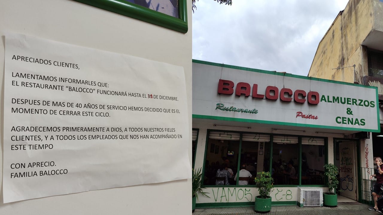 Luego de 50 años, el tradicional restaurante Balocco cerró sus puertas