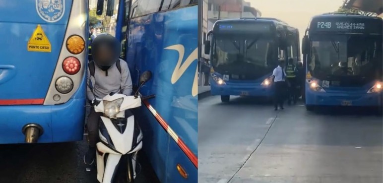 Video: Como un 'sándwich' quedó motociclista tras evadir un puesto de control