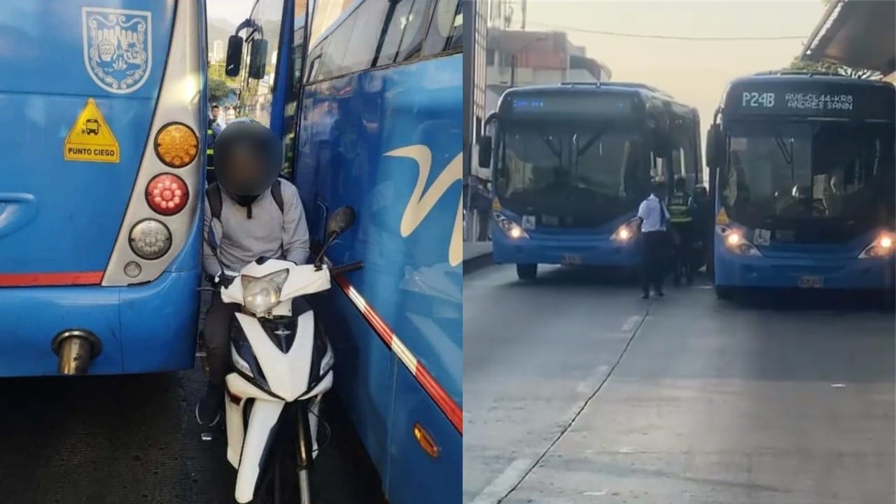 Video: Como un 'sándwich' quedó motociclista tras evadir un puesto de control